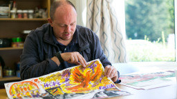 Veteran with artwork